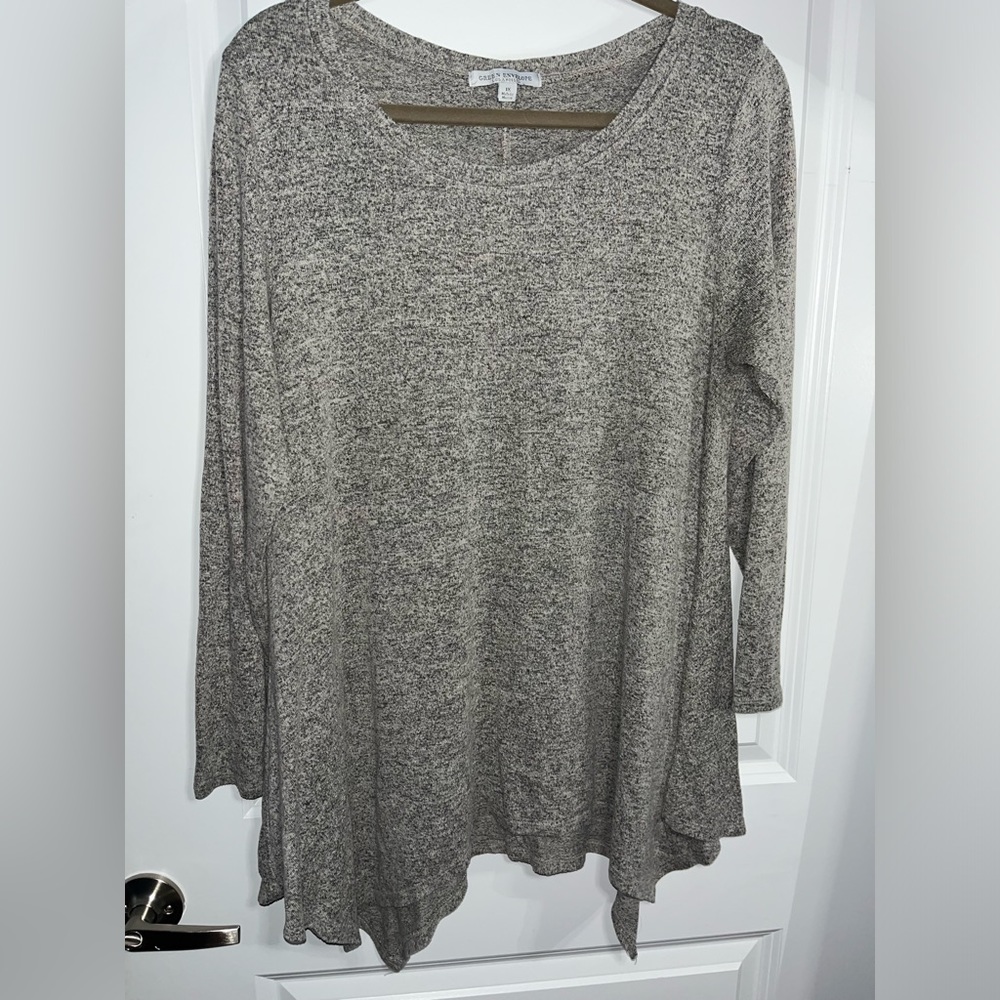 Green Envelope Los Angeles Cozy Asymmetric Long Sleeve Tunic Blouse Top Size 1X